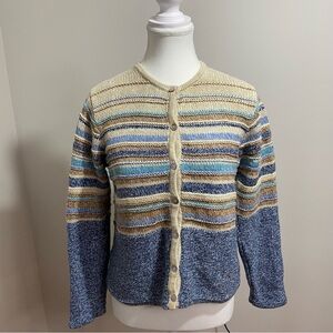 L.L. Bean Multicolor Knit Striped Cardigan Small petite